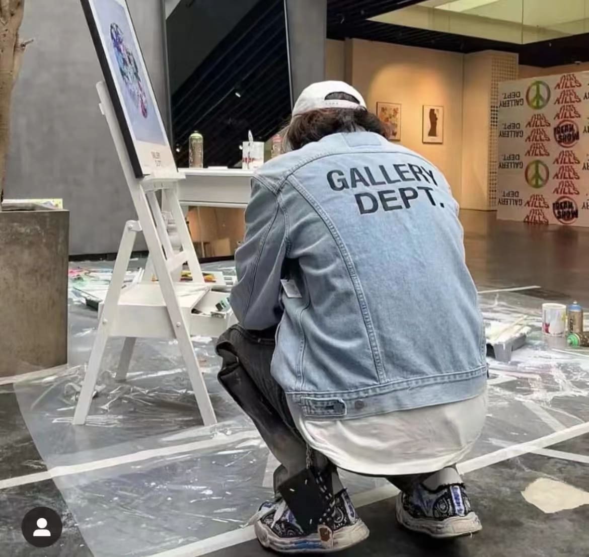 Gallery Dept Letter Embroidery Distressed Denim Jacket for Men