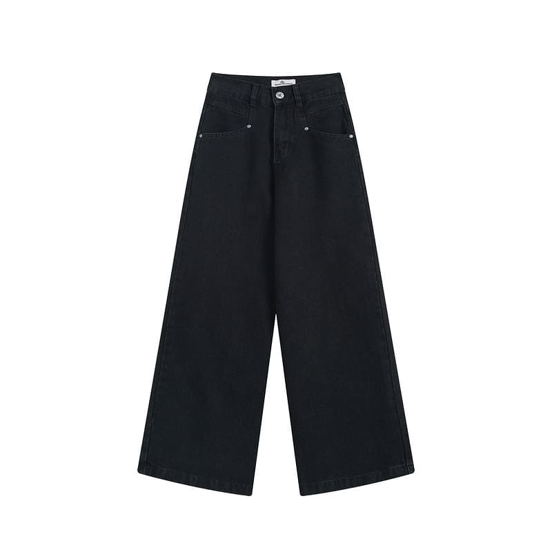 u1u1enne westwood saturn logo embroidered slimming high waist wide leg jeans for women