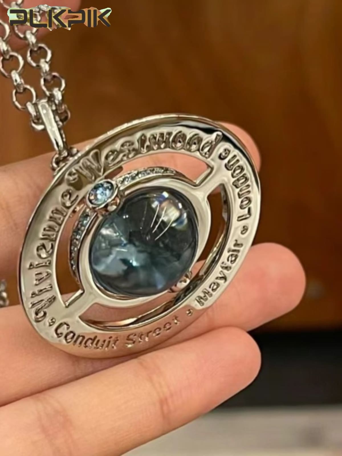 u1u1enne westwood large glacier blue orb saturn necklace for women