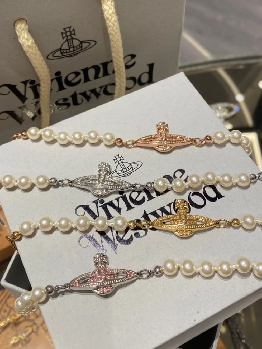 Vivienne Westwood 6-Layer Pearl Saturn Bracelet