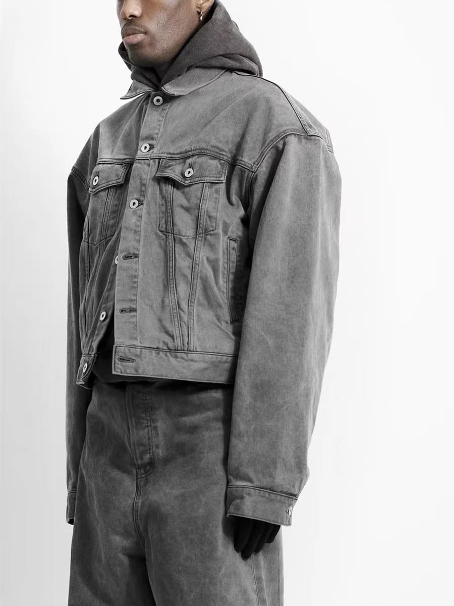 VUJADE 006 washed distressed gray short tannin Denim jacket KENIJIMA same coat