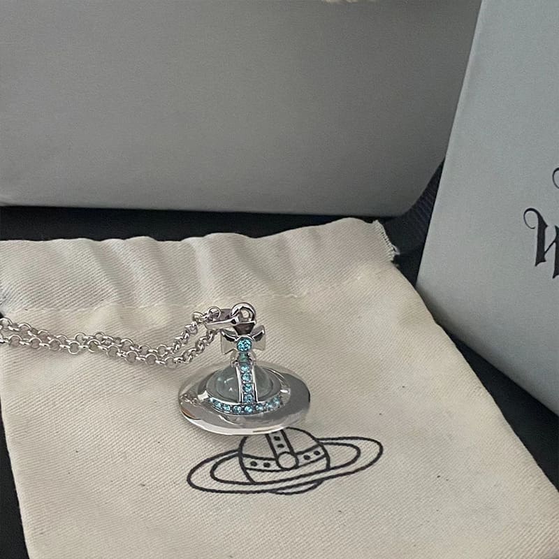 Vivienne Westwood Large Glacier Blue Orb Saturn Necklace for Women