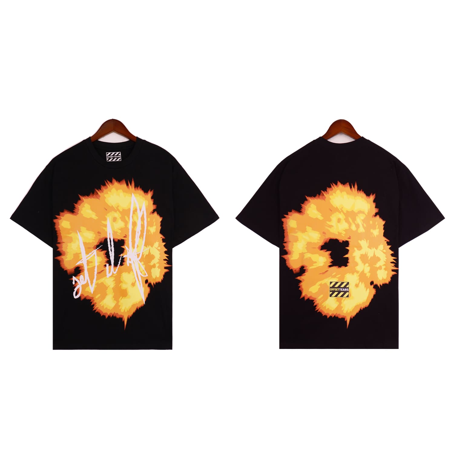 Denim Tears x Offset Flame Print Cotton Short Sleeve T-Shirt