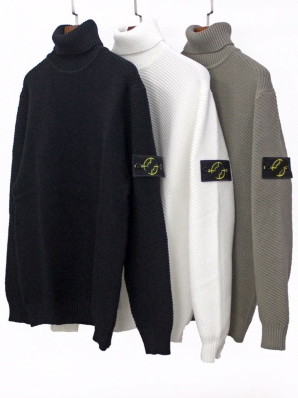 Stone Island Twill Turtleneck Sweater Loose Fit for Men and Women