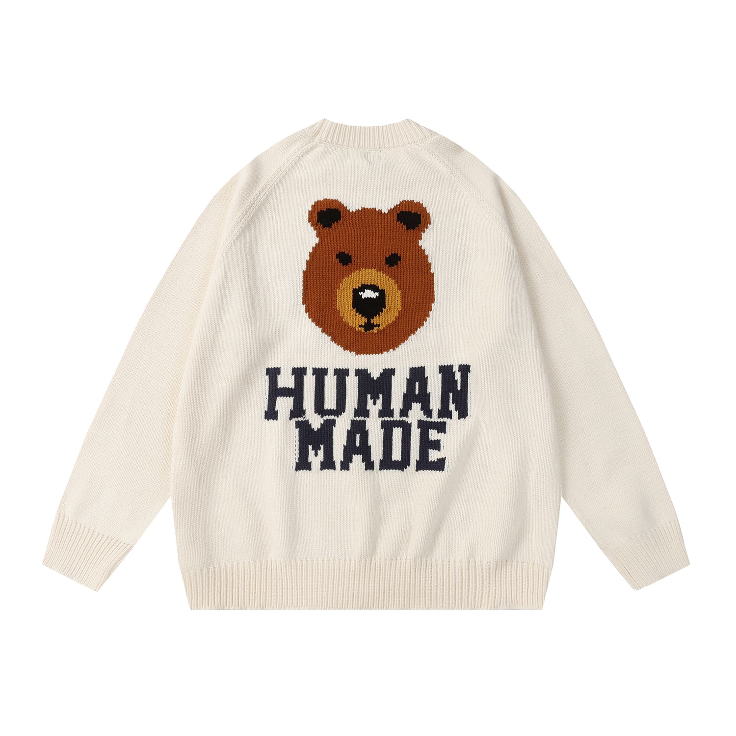Human Made Cartoon Jacquard Sweater Niche Trendy Round Neck for Couples