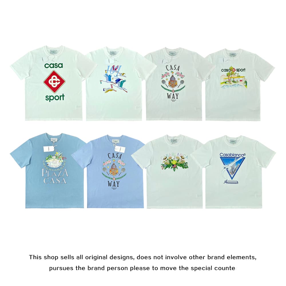 FOG Amiri Casablanca Printed Loose Crew Neck T-Shirt High Street Style