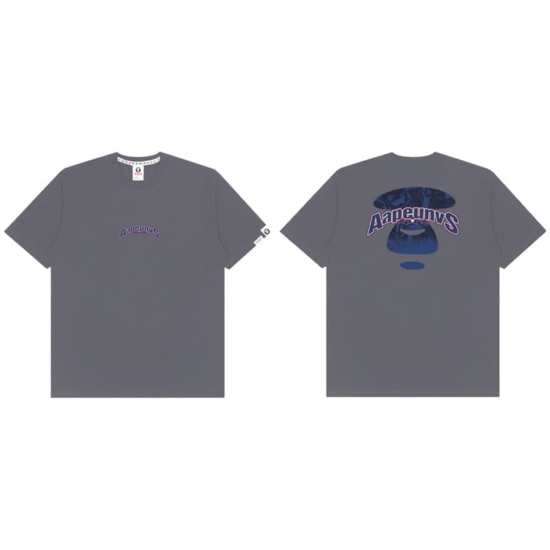 AAPE Ape Head Badge Printed Short Sleeve T-Shirt for Men and Women