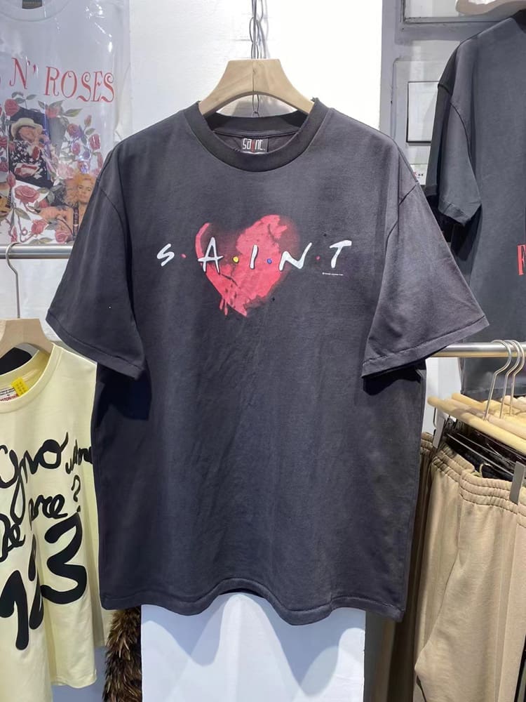 Saint Michael Destroy Love Vintage Washed VTG Short Sleeve T-Shirt for Men