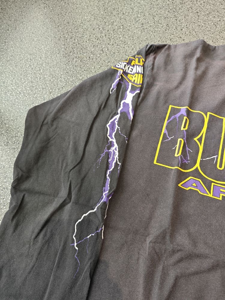 Saint Michael Lightning Crack Washed Vintage Long Sleeve T-Shirt for Men and Women