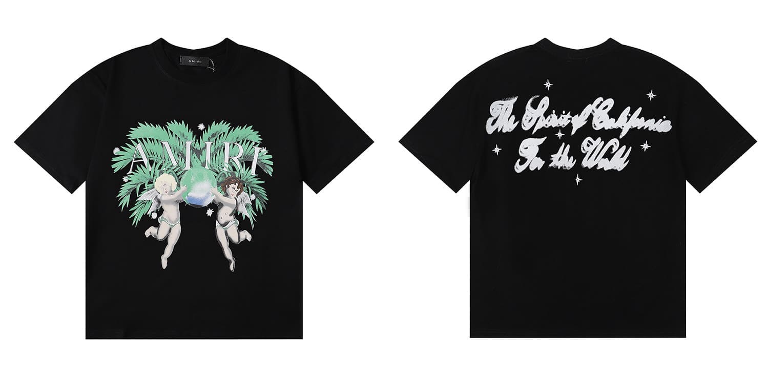 Amiri Fashion Solid Color High Street T-Shirt Retro Loose Fit 2