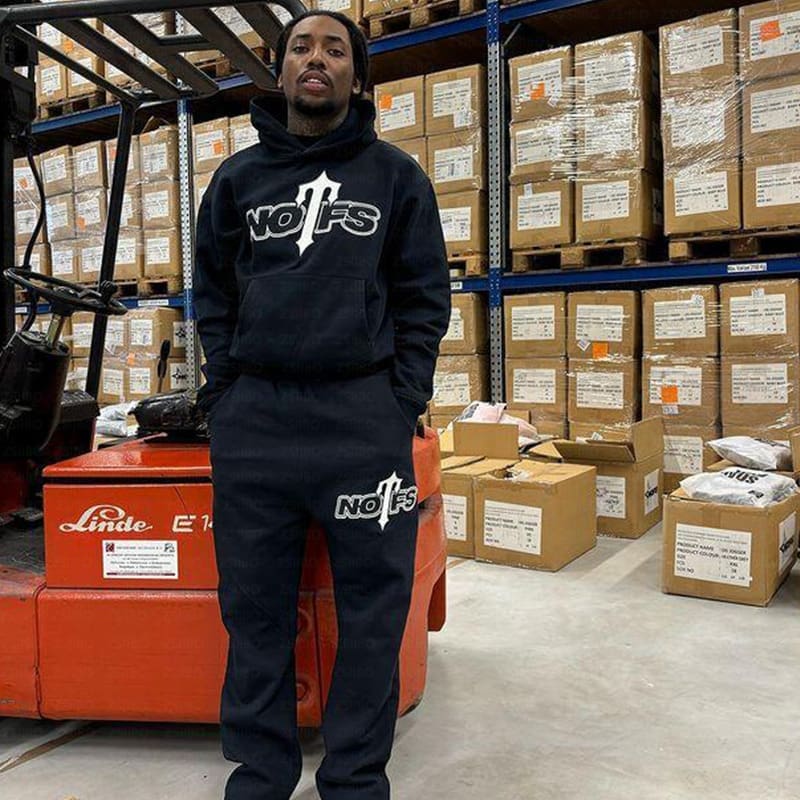 NOFS Printed Sports Suit Hooded Sweater and Casual Trousers for Men and Women