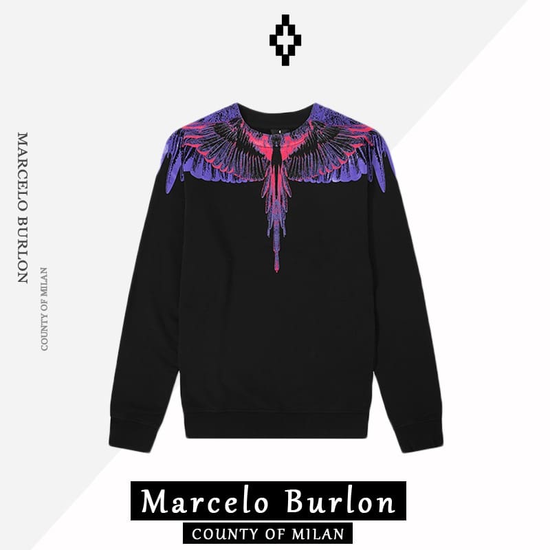 Marcelo Burlon MB pink purple wings round neck sweater