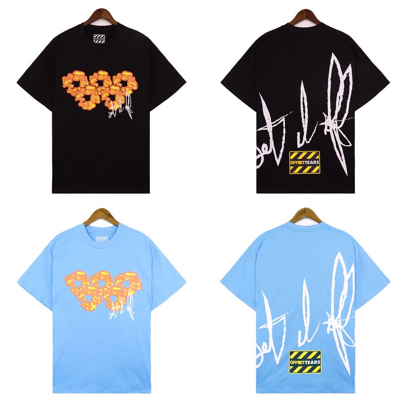 Denim Tears x Offset Flame Print Cotton Short Sleeve T-Shirt