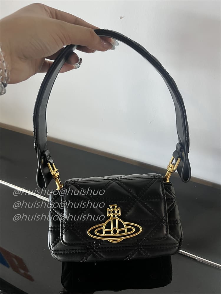 Vivienne Westwood Crocodile Pattern Baguette Shoulder Bag Saturn Chain Design