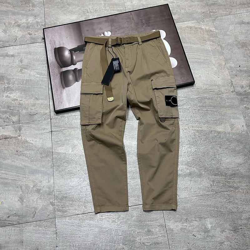 Stone Island Tapered Overalls with Three-Dimensional Pockets Washed Casual Pants
