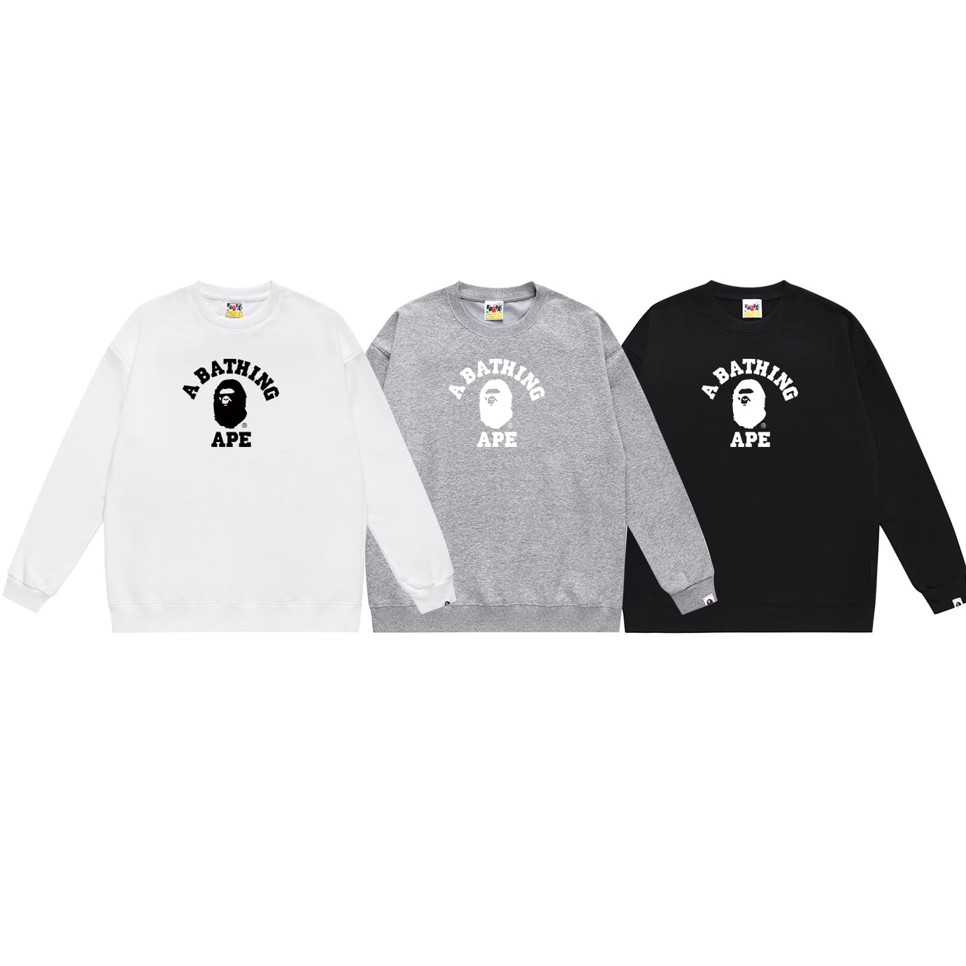 BA Ape Head Letter Print Crew Neck Sweatshirt Autumn Winter Casual Top