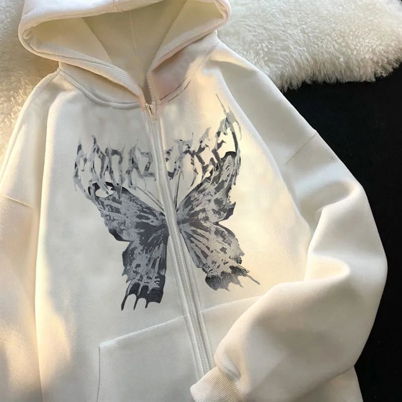 Loose Printed Pocket Sweatshirt Double-Layer Women’s Hoodie Y2G Style