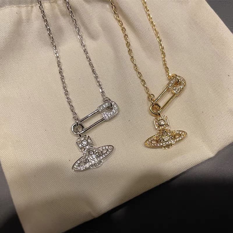 u1u1enne westwood saturn pin necklace clavicle chain for women