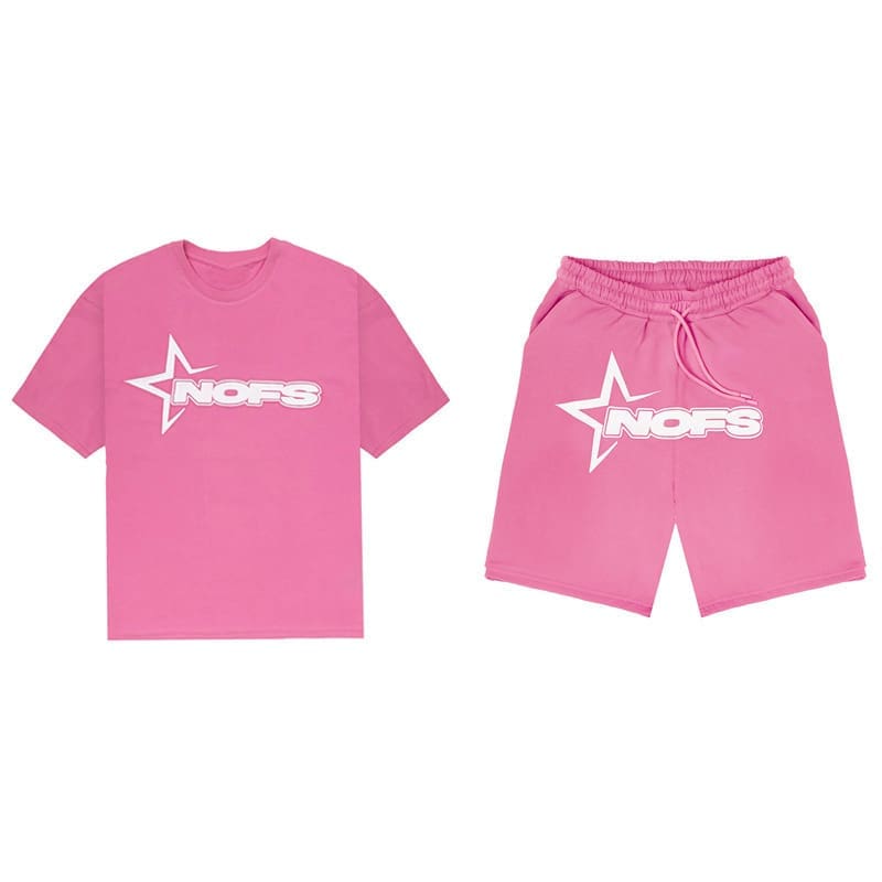 NOFS Letter Print Shorts Suit European Hip Hop Style High Street Sports Set 1