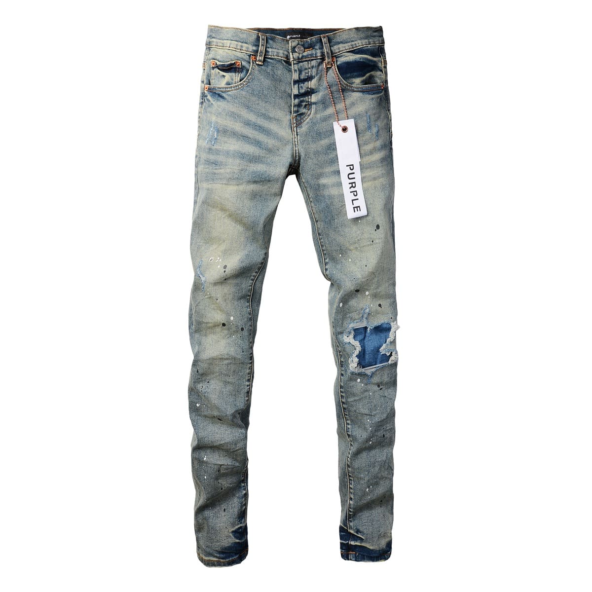 pu*re b*and high street distressed paint spot jeans