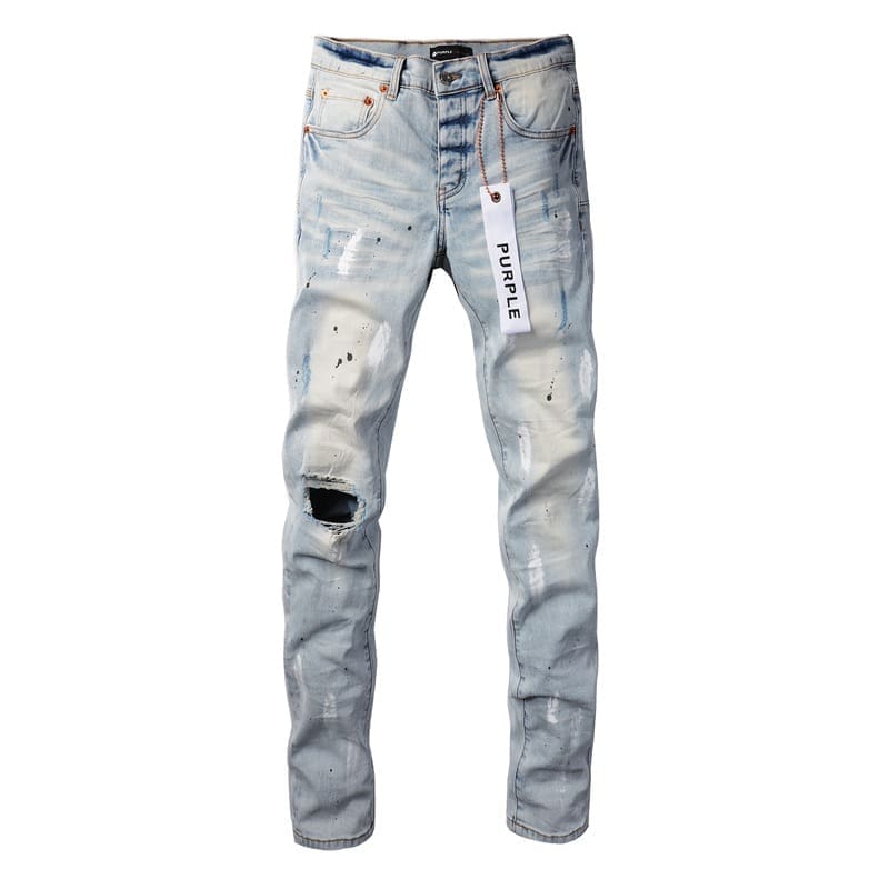 pu*re b*and blue ripped distressed jeans cross-border factory direct sales