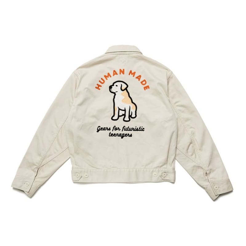 HUMAN made 2023 Spring and Autumn new men & women trendy retro overalls style casual puppy embroidery loose jacket coat