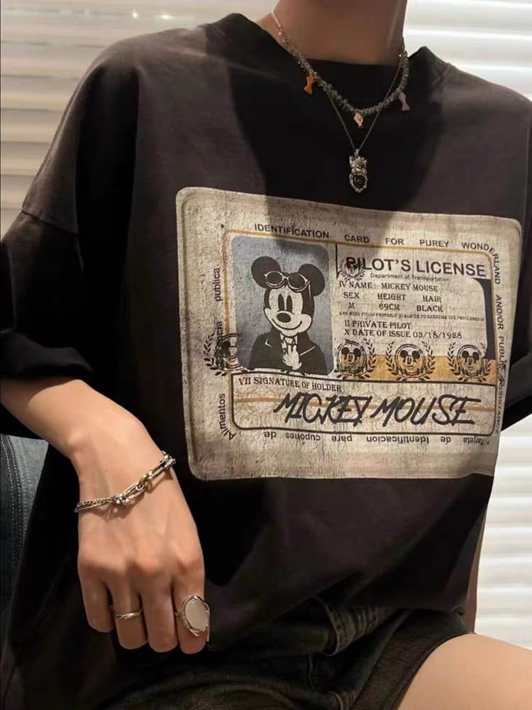 Saint Michael Mickey Mouse Vintage Washed VTG Short Sleeve T-Shirt for Men and Women