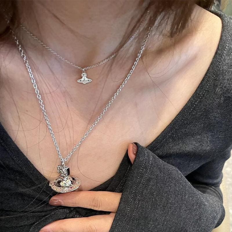 u1u1enne westwood oslo mini saturn necklace and stud earrings 925 silver