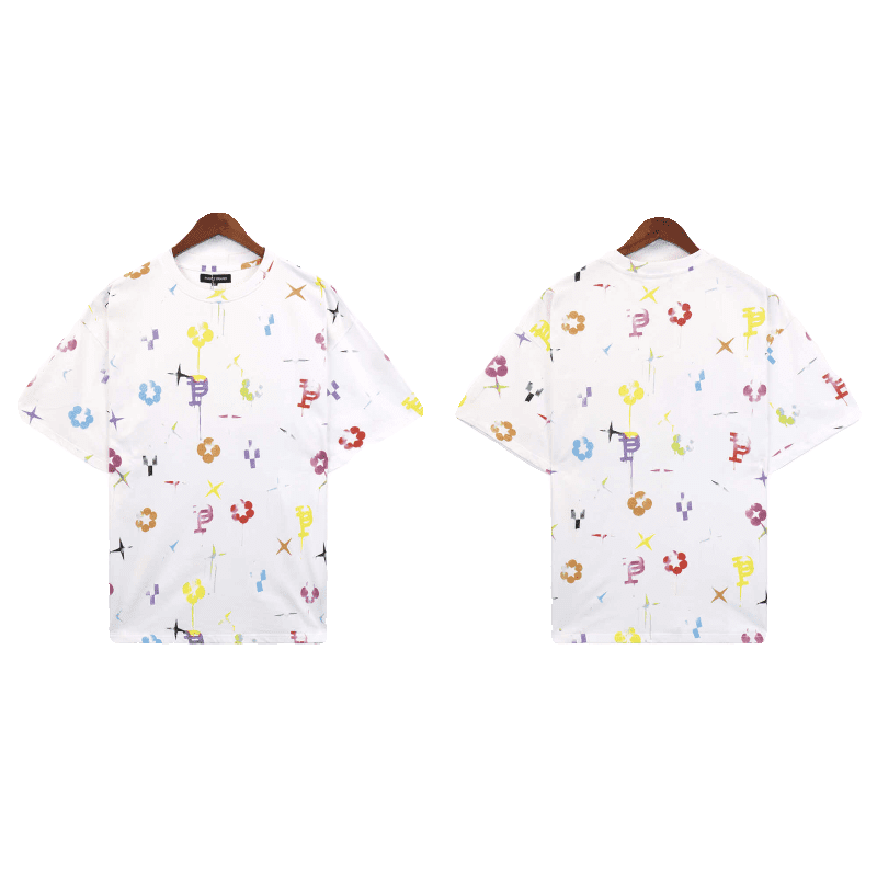 pu*re b*and splash paint printed short sleeve t-shirt for couples