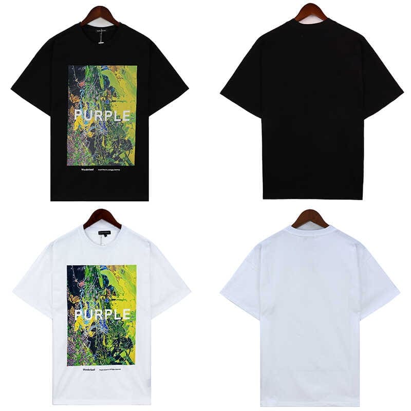 pu*re b*and logo splash paint print t-shirt full print short sleeve