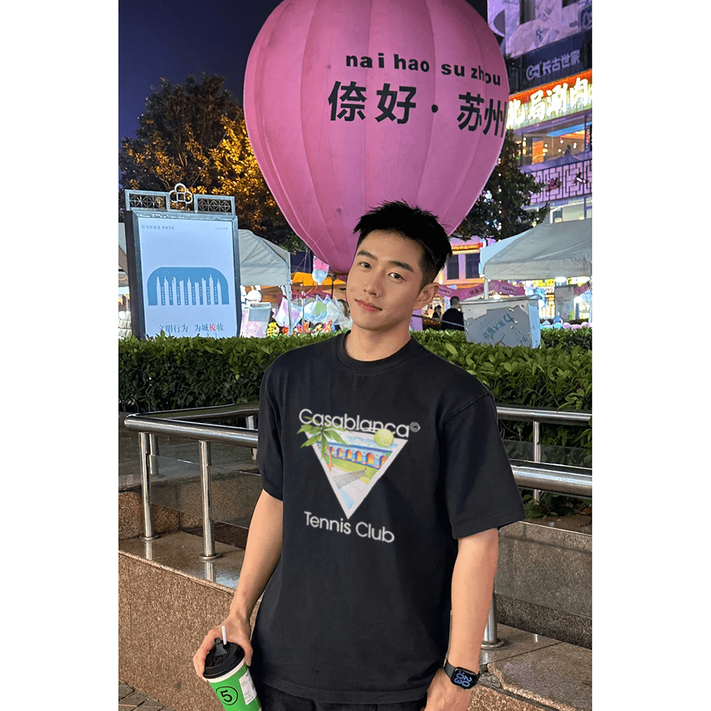 Casablanca Heavy Cotton Loose Half-Sleeve T-Shirt for Men