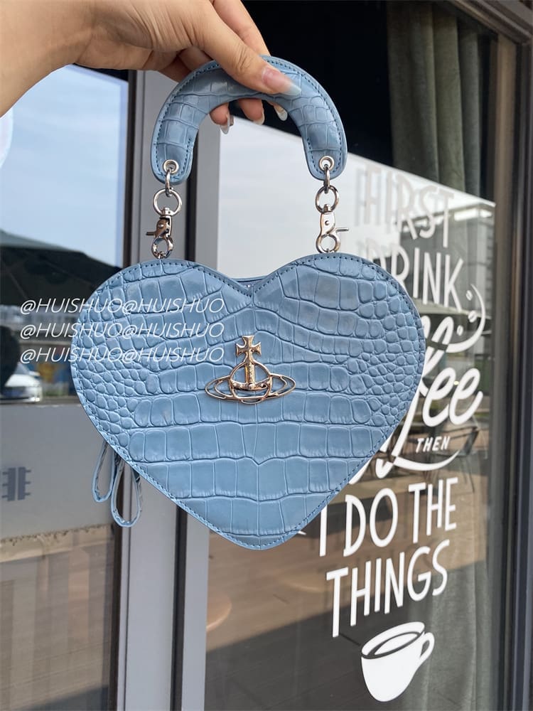 Vivienne Westwood Crocodile Pattern Baguette Shoulder Bag Saturn Chain Design