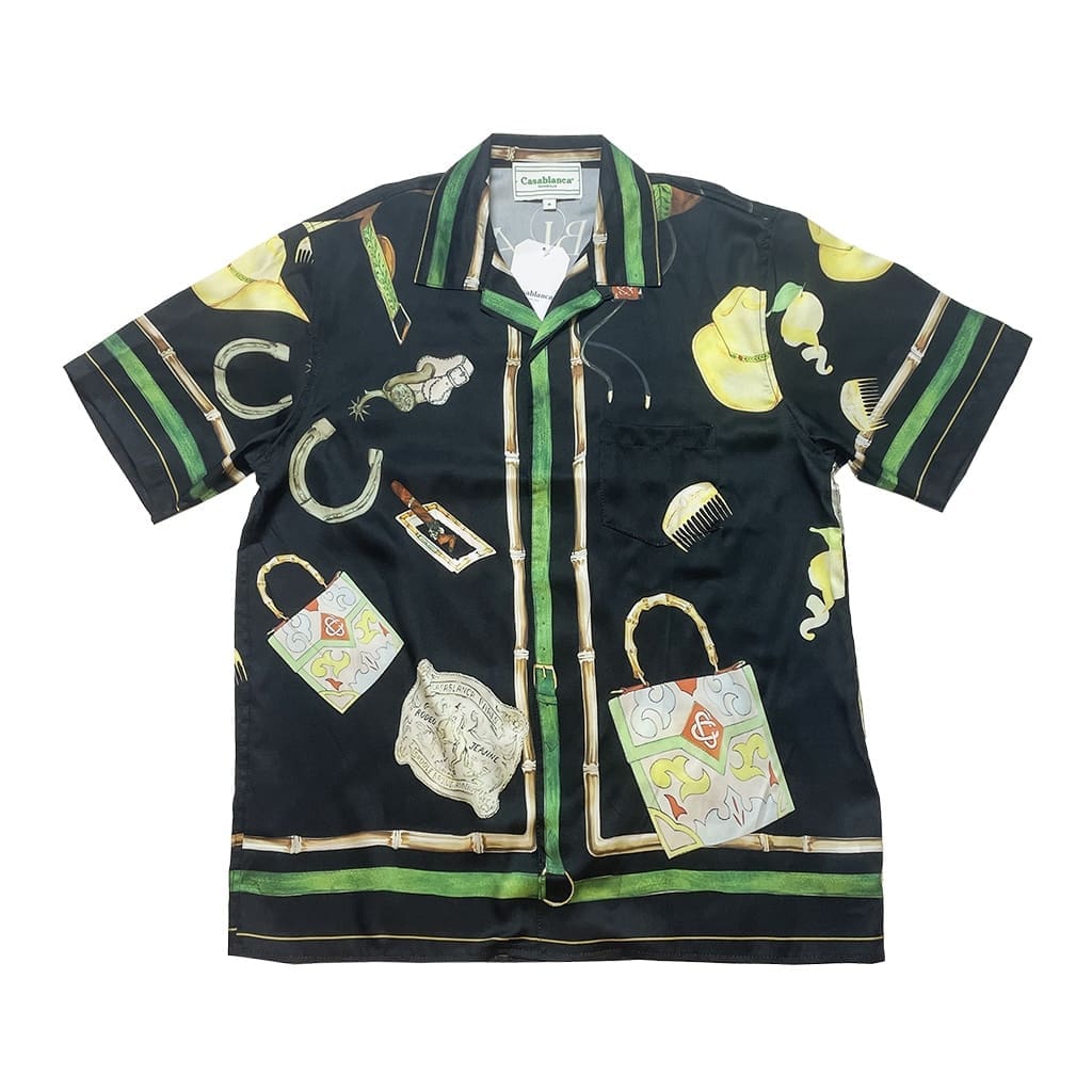 Casablanca Racecourse Jewelry Earrings Twill Silk Short Sleeve Shirt