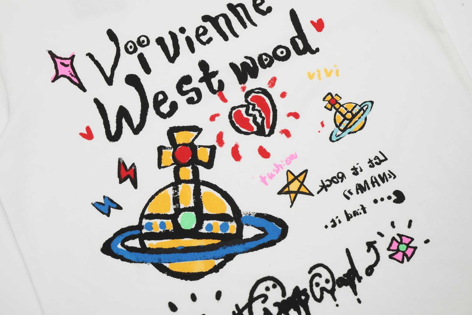 u1u1enne westwood graffiti inkjet printed saturn t-shirt for men and women