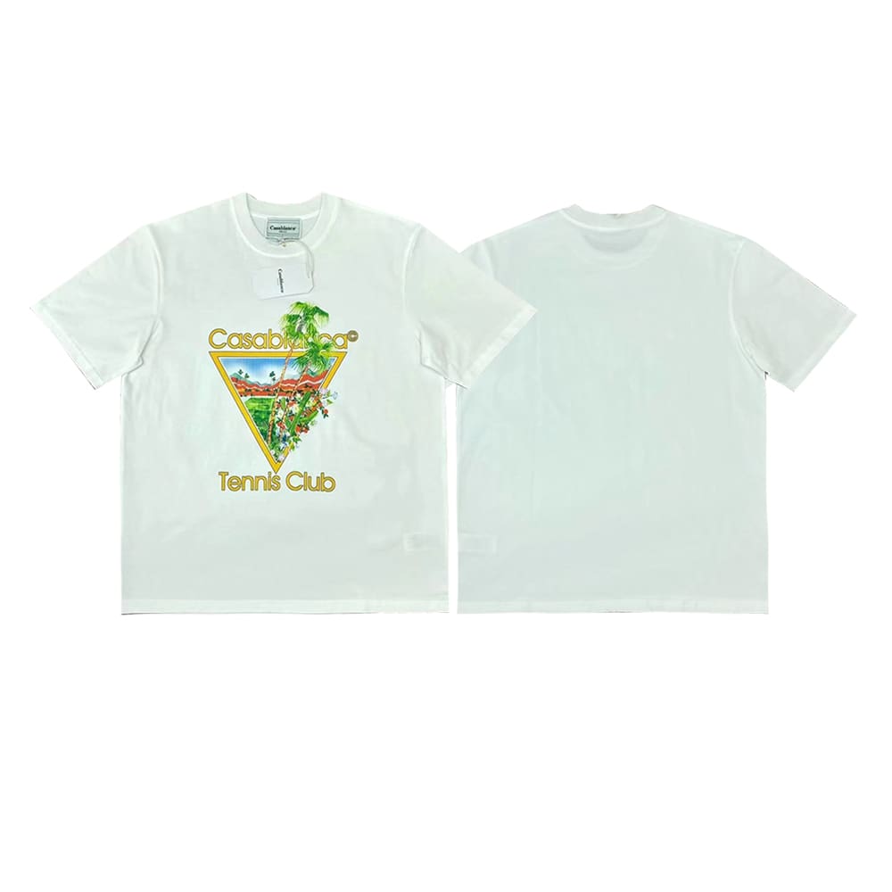 FOG AMIRI CASABLANCA Printed Pattern Loose Round-Neck Short-Sleeve T-Shirt for Men and Women