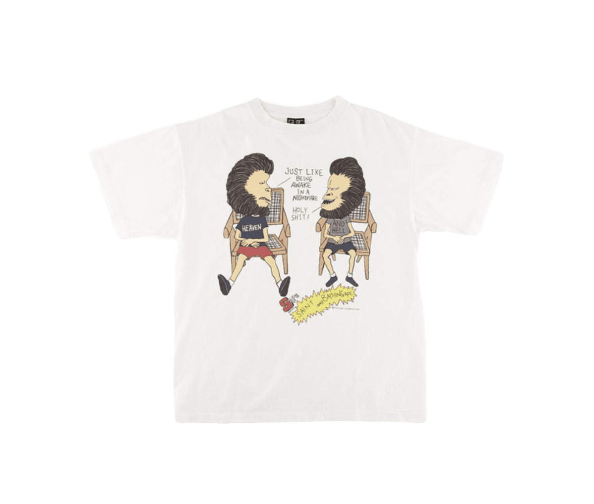 Saint Michael Cartoon Character Print Casual Loose Short-Sleeve T-Shirt for Men and Women