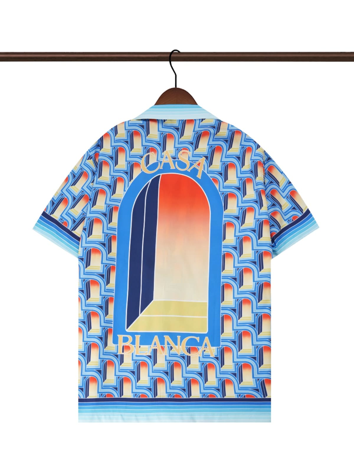 Casablanca Gradient Arch Bridge Full-Print Sports Short Sleeve Shirt for Men and Women