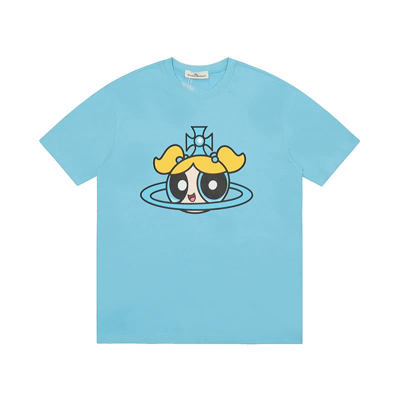 u1u1enne westwood splash-ink embroidery star print loose t-shirt half sleeve