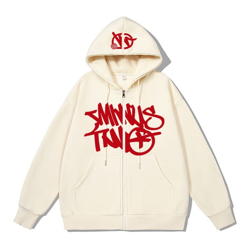 Minus Two Printed Cardigan Plus Size Hip Hop Zipper Jacket