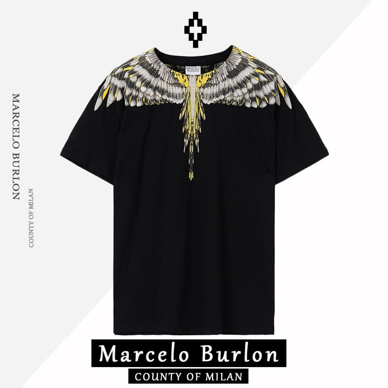 MarceloBurlon MB gray and yellow wings short sleeve