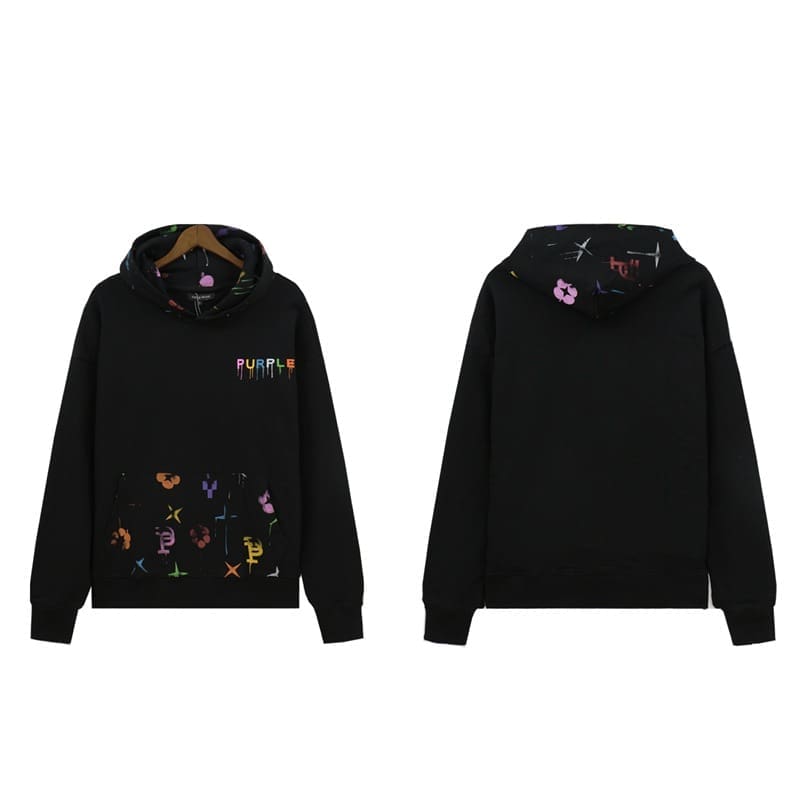 pu*re b*and splash-ink logo printed hooded sweater for men and women