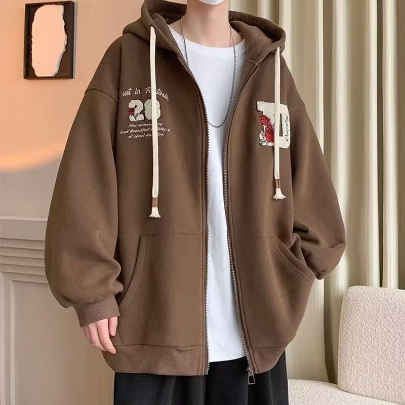 Retro Street Oversized Letter Print Hoodie Men’s Fashion Jacket