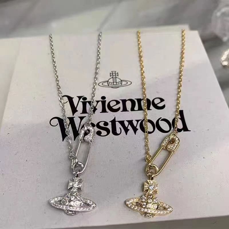 u1u1enne westwood saturn pin necklace clavicle chain for women