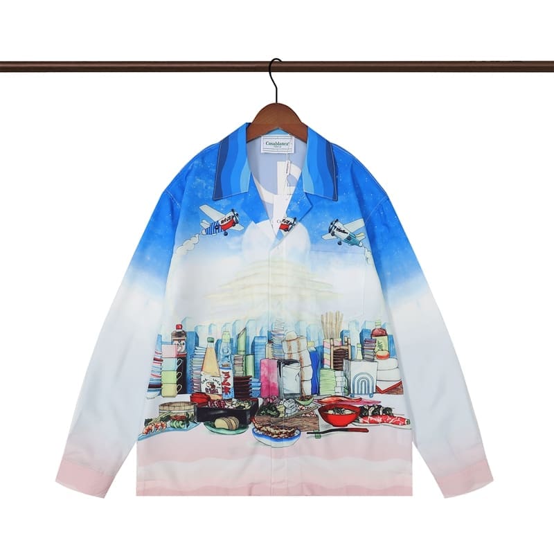 Casablanca Flower Shirt Spring and Autumn Vacation Beach Shirt for Men