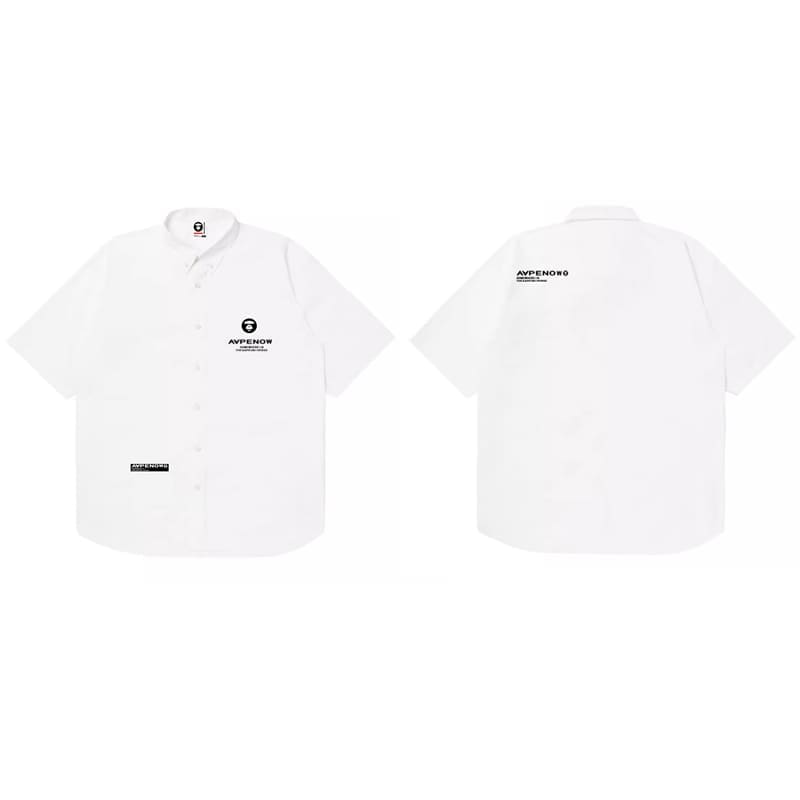 AAPE Loose Cotton Oxford Short Sleeve Shirt for Men and Women