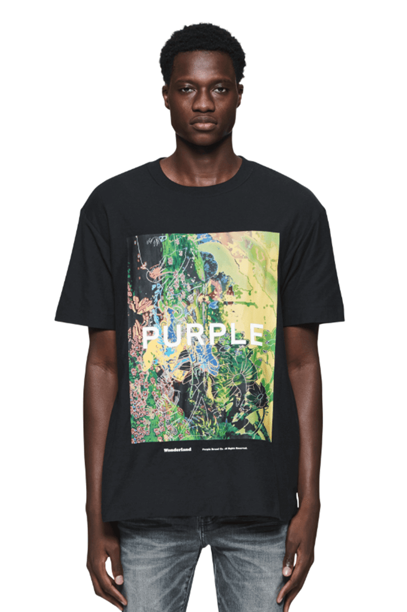 pu*re b*and logo splash paint print t-shirt full print short sleeve