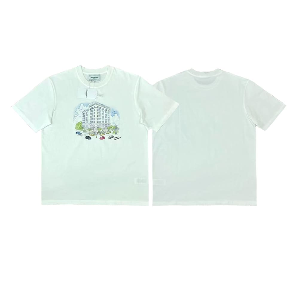 FOG AMIRI CASABLANCA Printed Pattern Loose Round-Neck Short-Sleeve T-Shirt for Men and Women