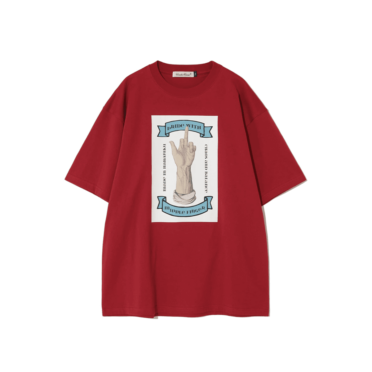 Undercover Middle Finger Print Washed Retro Loose T-Shirt for Men and Women