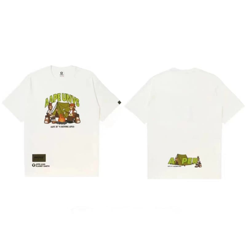 AAPE Ape Head Badge Printed Short Sleeve T-Shirt for Men and Women