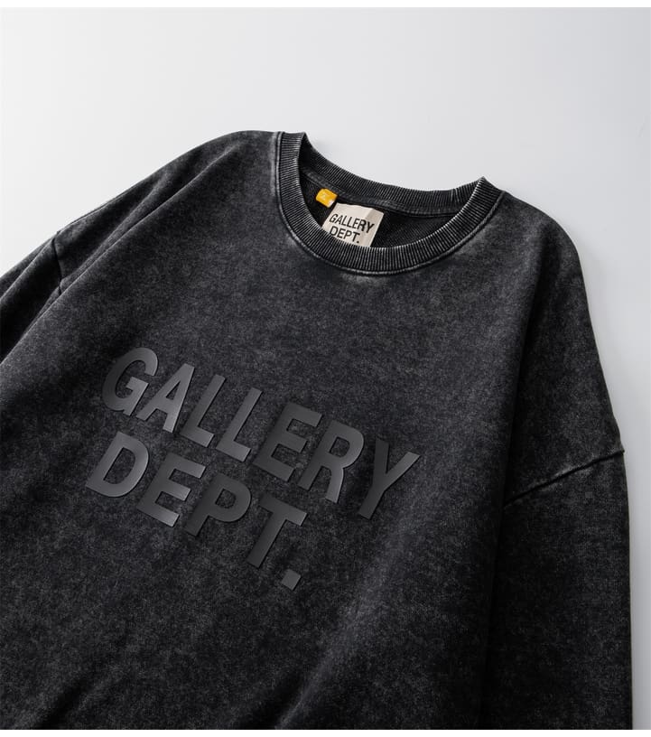 Gallery Dept Letter Logo Washed Terry Round Neck Sweater for Men and Women